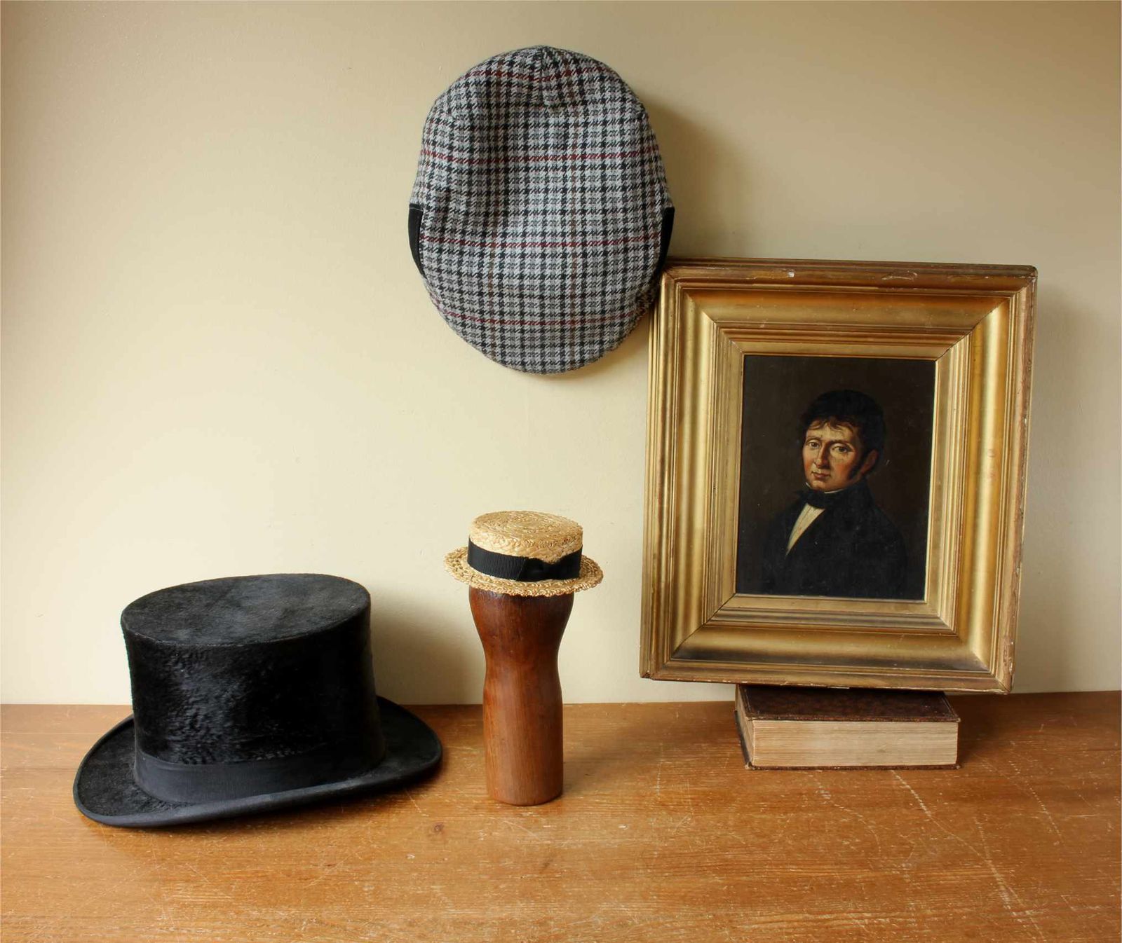 photo furniture Size 25 Hat Block. Small Size French Wood Milliner's Head Display Stand.