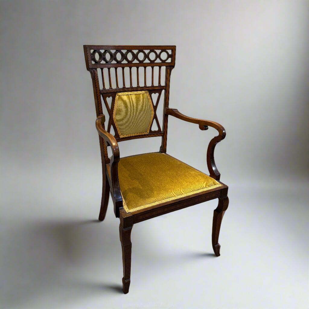 Edwardian Inlaid Carver Chair In Mahogany photo furniture