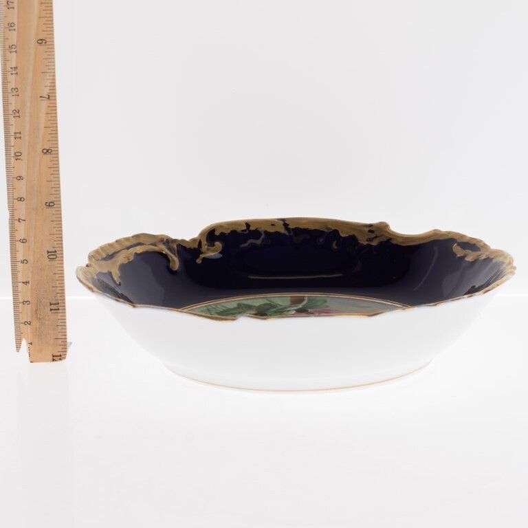 Antique Limoges French Porcelain Footed Floral Bowl photo for sale