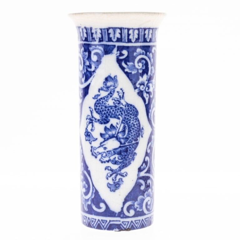 Antique Victorian Wood & Sons Chinese Kylin Pattern Porcelain Ceramic Vase