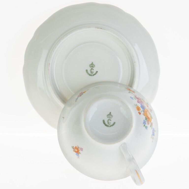 Continental Porcelain Ceramic Floral Pattern Teacup With Saucer photo furniture