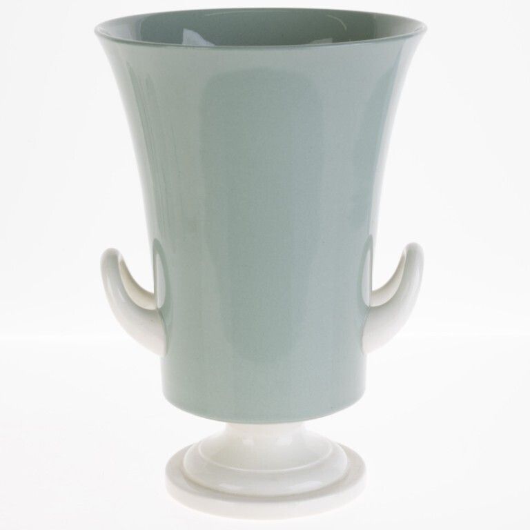 Mid Century Wedgwood Etruria Jade Ground Porcelain Ceramic Urn Vase