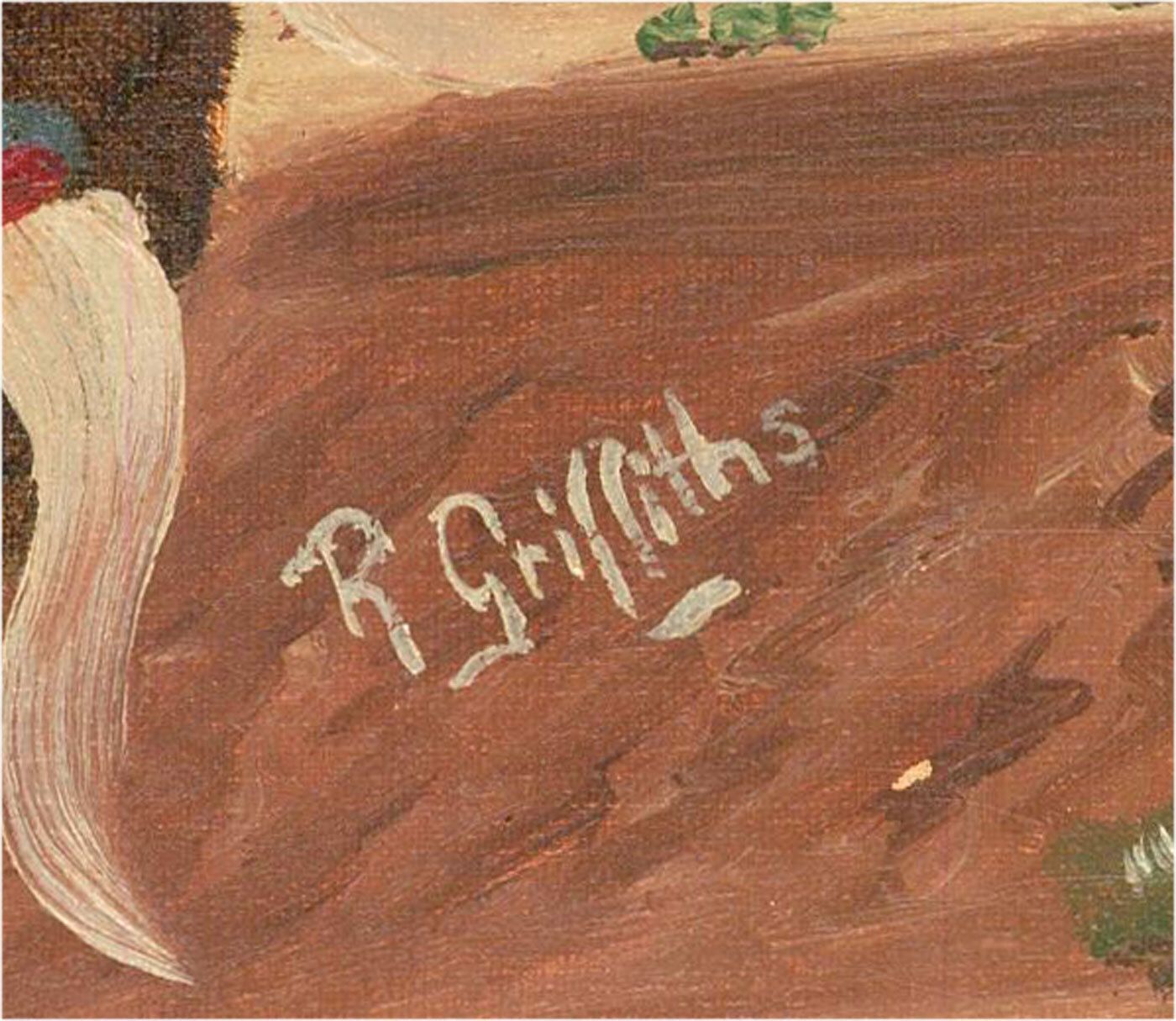 R. Griffiths   20th Century Acrylic, American Indian Boy photo for sale