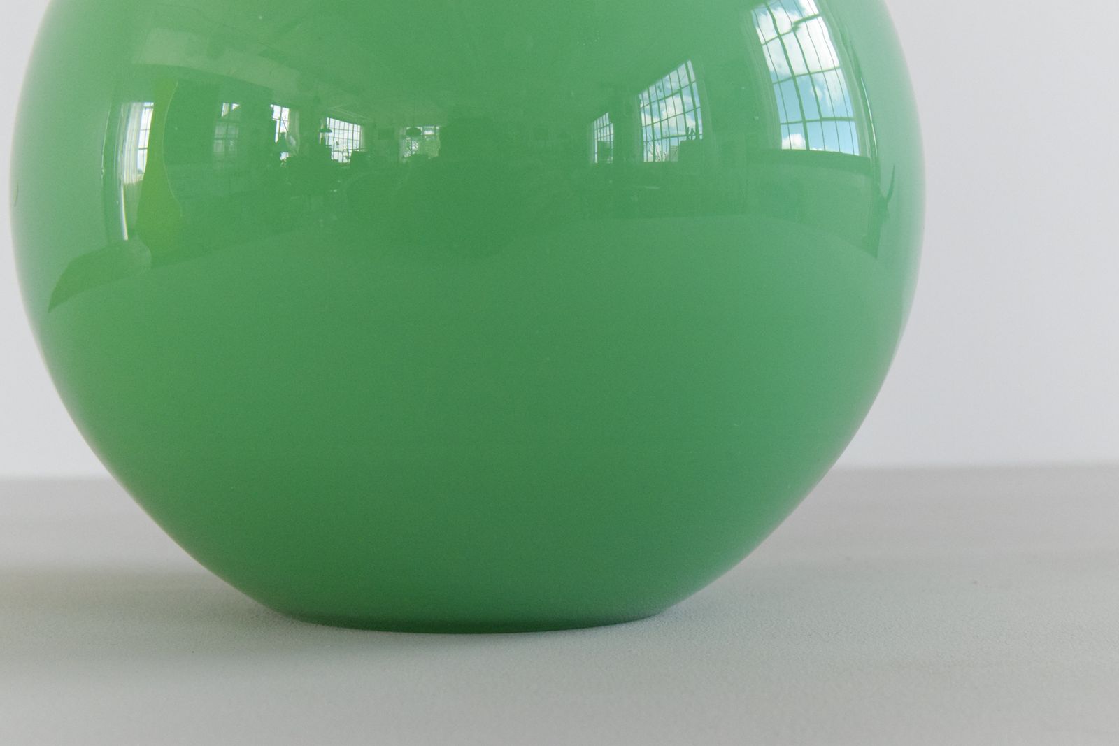 Vintage Green Opaline Glass Globular Vase photo 65.0