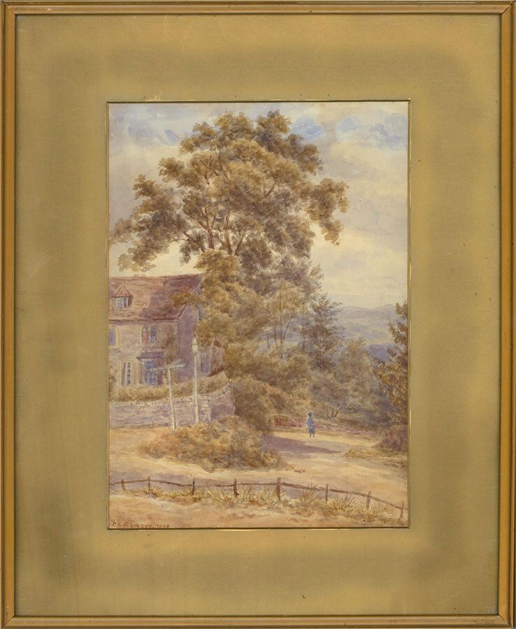 P.K. Ramsay   1918 Watercolour, Village Scene