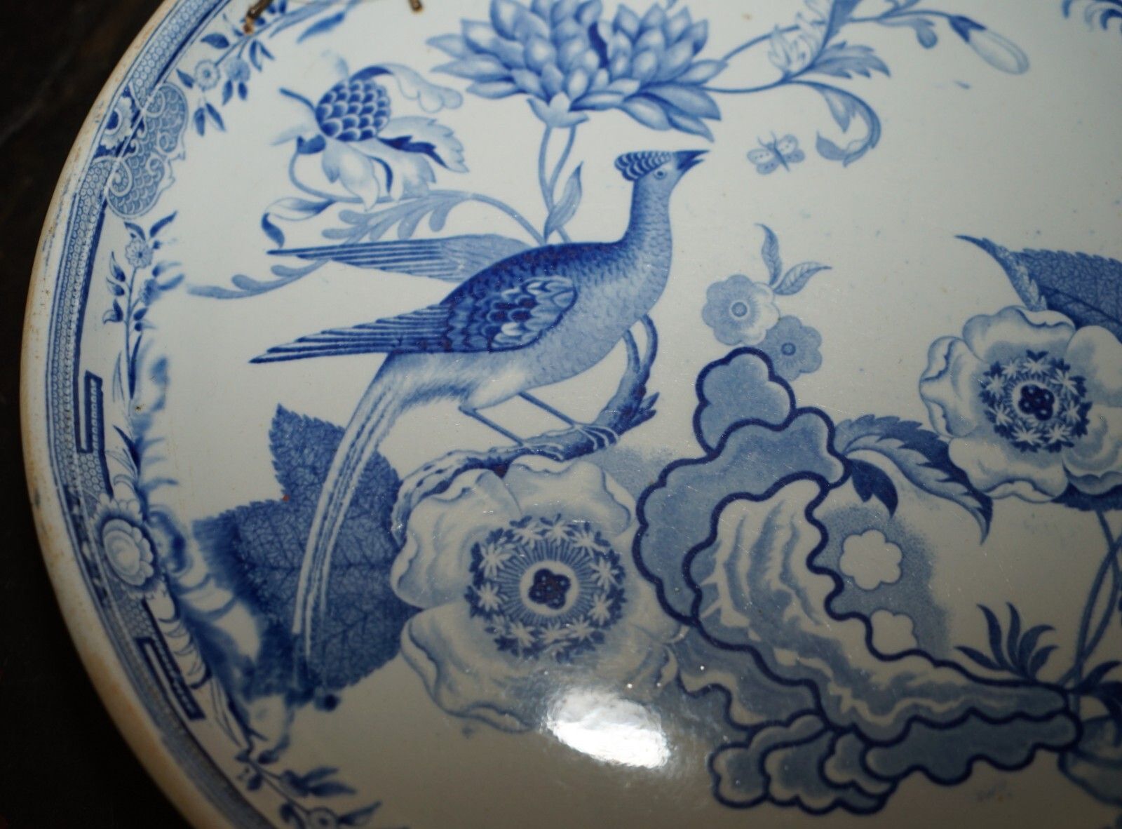 Antique Repaired Mid 19th Century Stone China Chinese Porcelain Charger Plate photo 750.0
