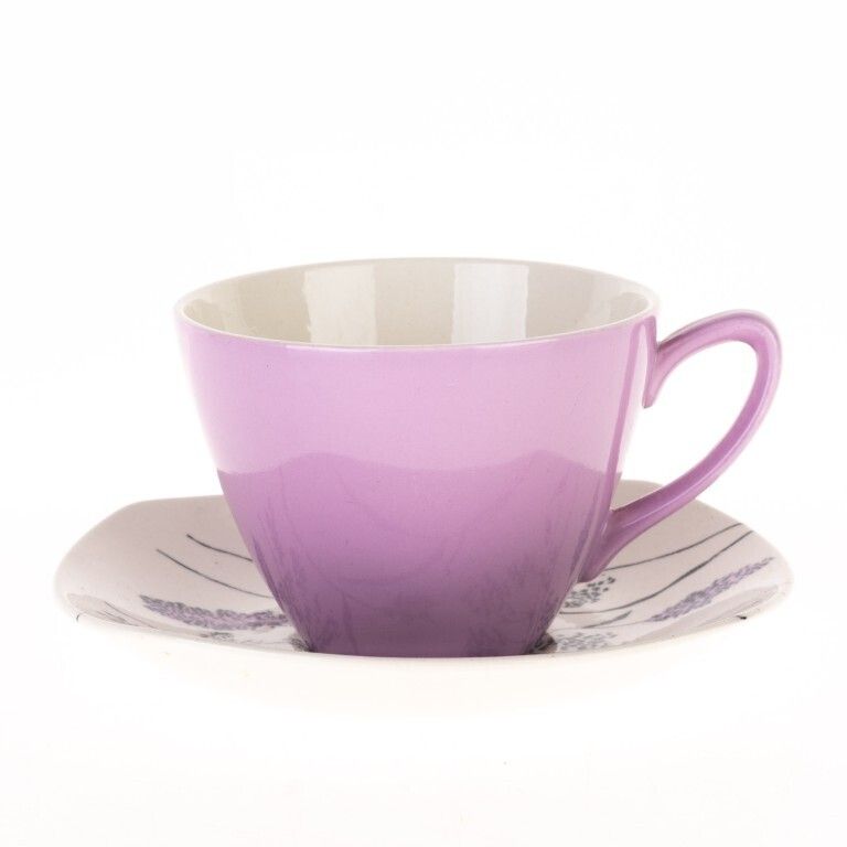 Staffordshire Whispering Grass Pattern Purple Porcelain Teacup With Saucer photo Home Decor