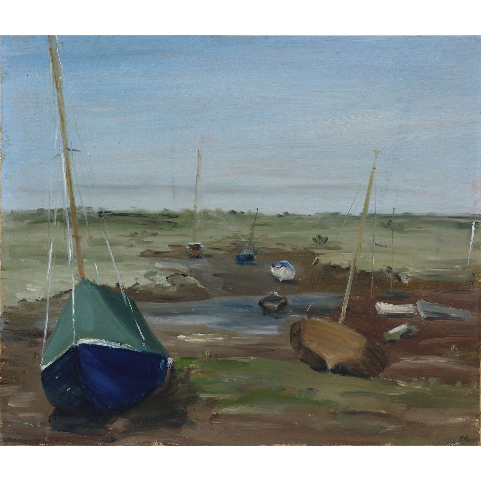 Oil On Board By C. J. Rice. Low Tide Morston