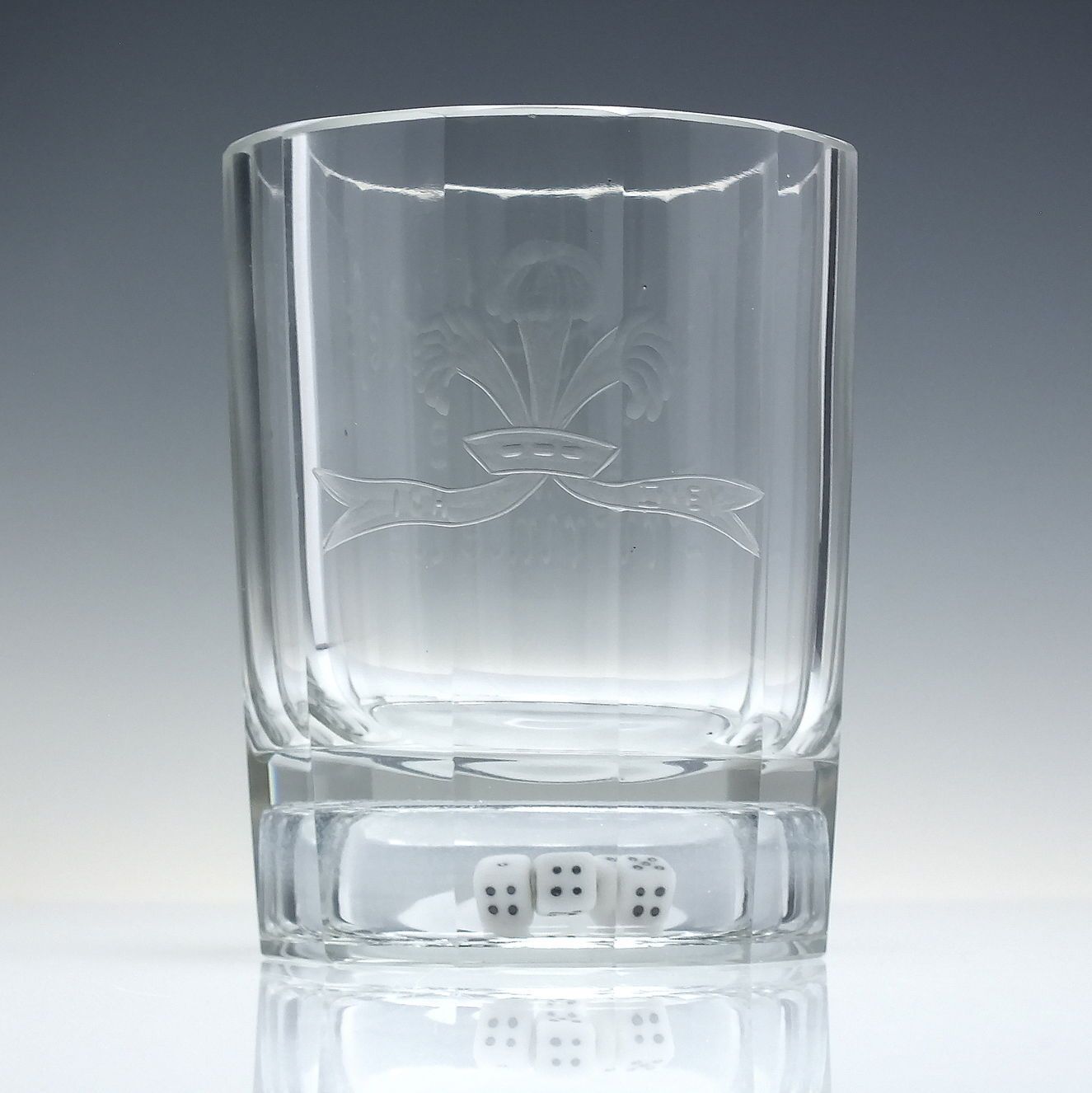 Rare Prince Of Wales Armorial Engraved Gambling Dice Whisky Glass Tumbler C1815