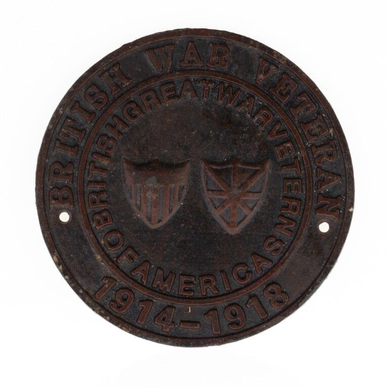 British Great War Veterans Of America Cast Iron Plaque