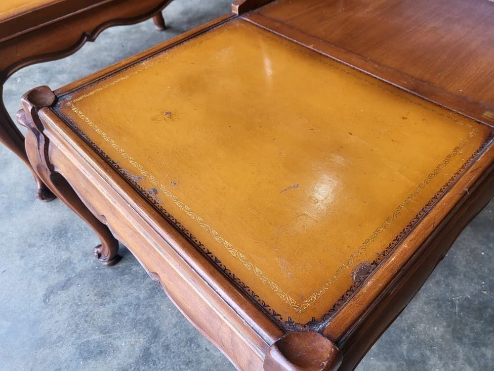 Pair Antique Repro French Side End Sofa Tables Cabriole Legs photo for sale