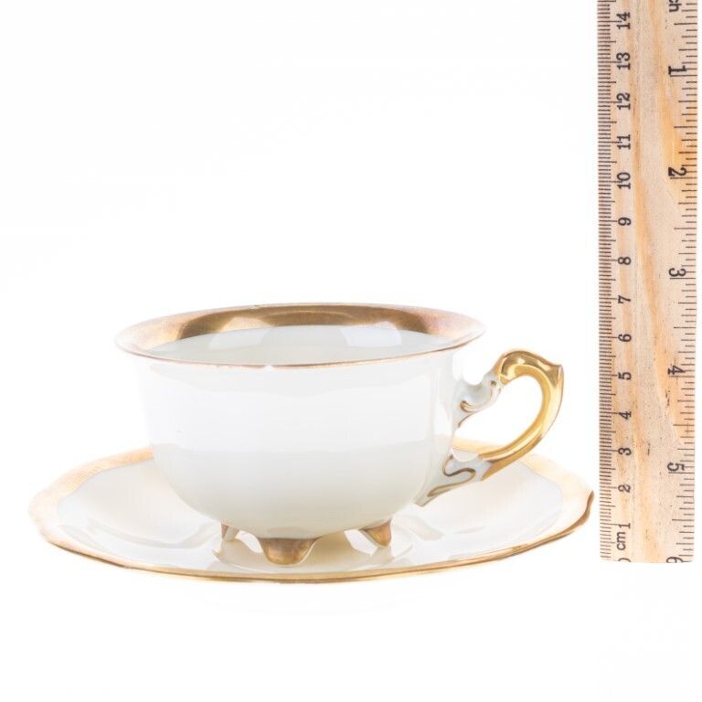 German Koenigszelt Gilt Porcelain Teacup With Saucer photo for sale