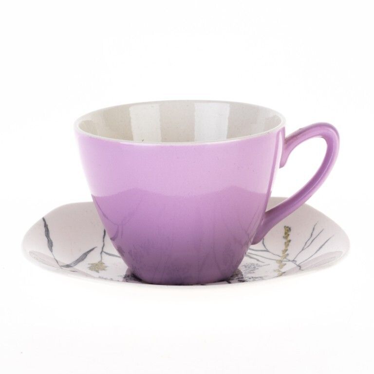 Staffordshire Whispering Grass Pattern Purple Porcelain Teacup With Saucer photo Home Decor