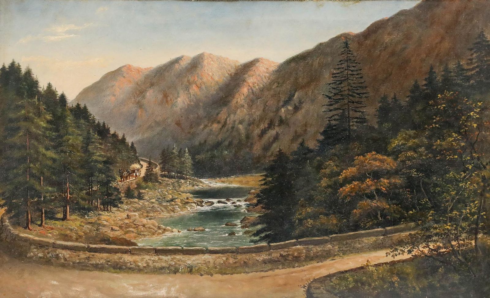 L. Smith   Late 19th Century Oil, Horse & Cart On A Mountain Pass photo furniture