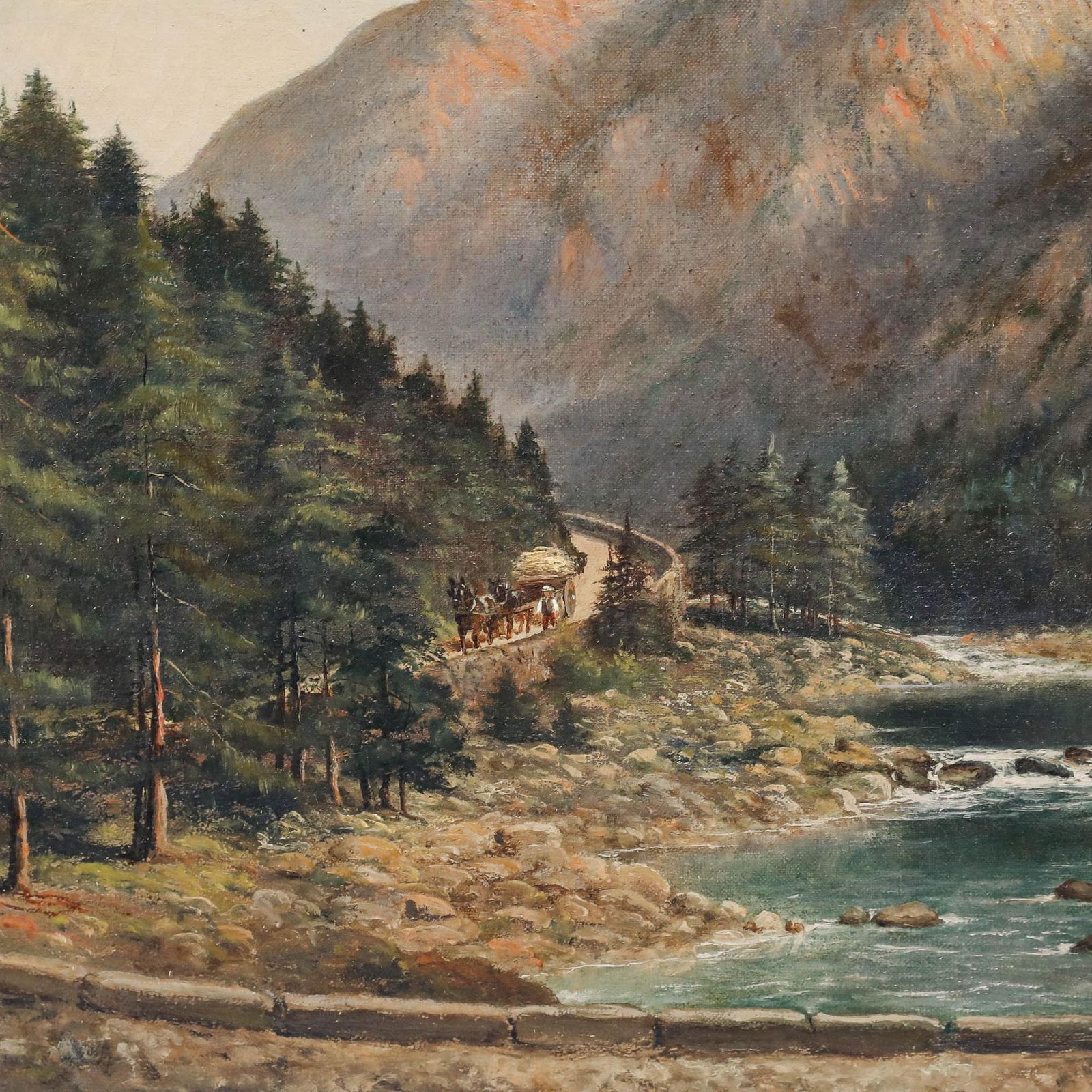 L. Smith   Late 19th Century Oil, Horse & Cart On A Mountain Pass photo Art