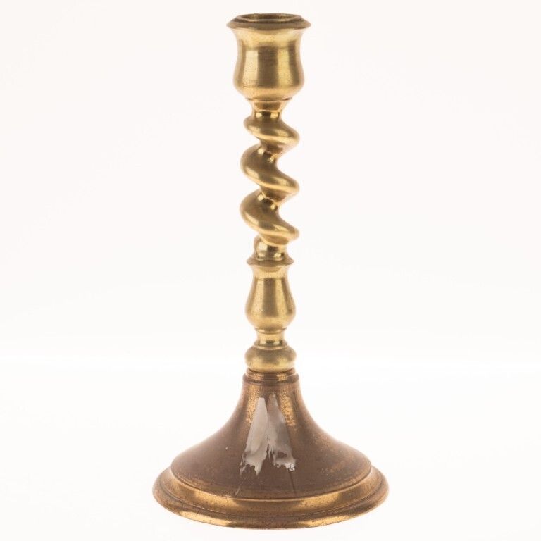 Antique Barley Twist Brass Candle Holder 19th Century