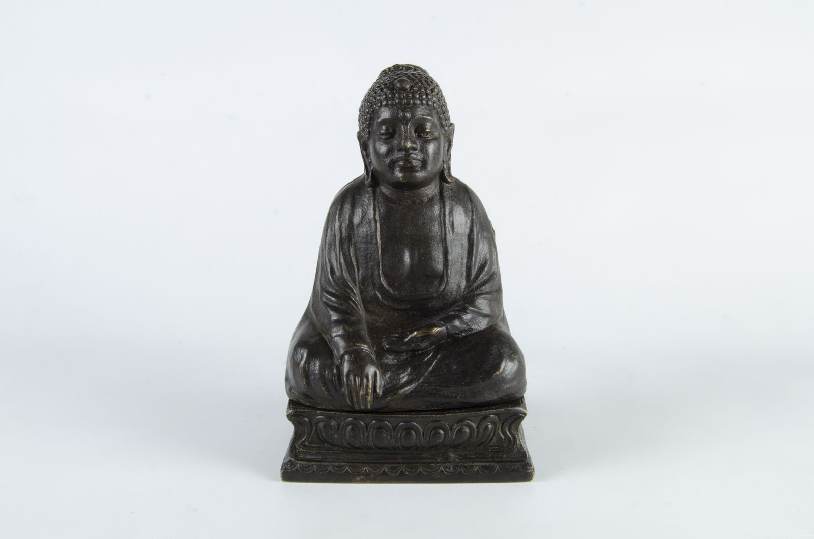 A Set Of Jugendstil Cold Painted Bronze Sculptures Of Buddha And A Gilt Priestess By Franz Bergmann, Austria photo for sale