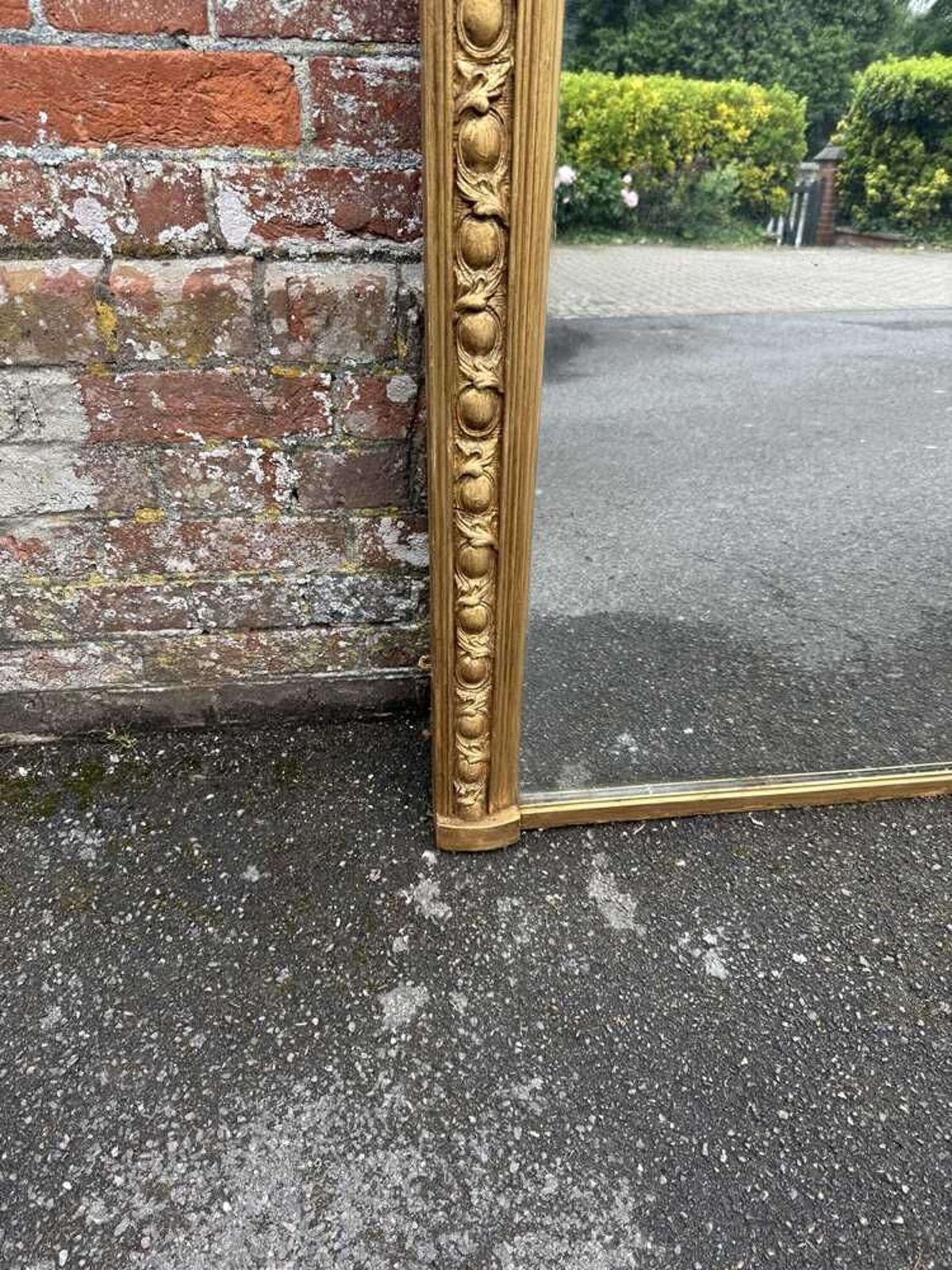 An Exceptional Large Antique English 19th C Arched Top Gilt Overmantle Mirror photo for sale