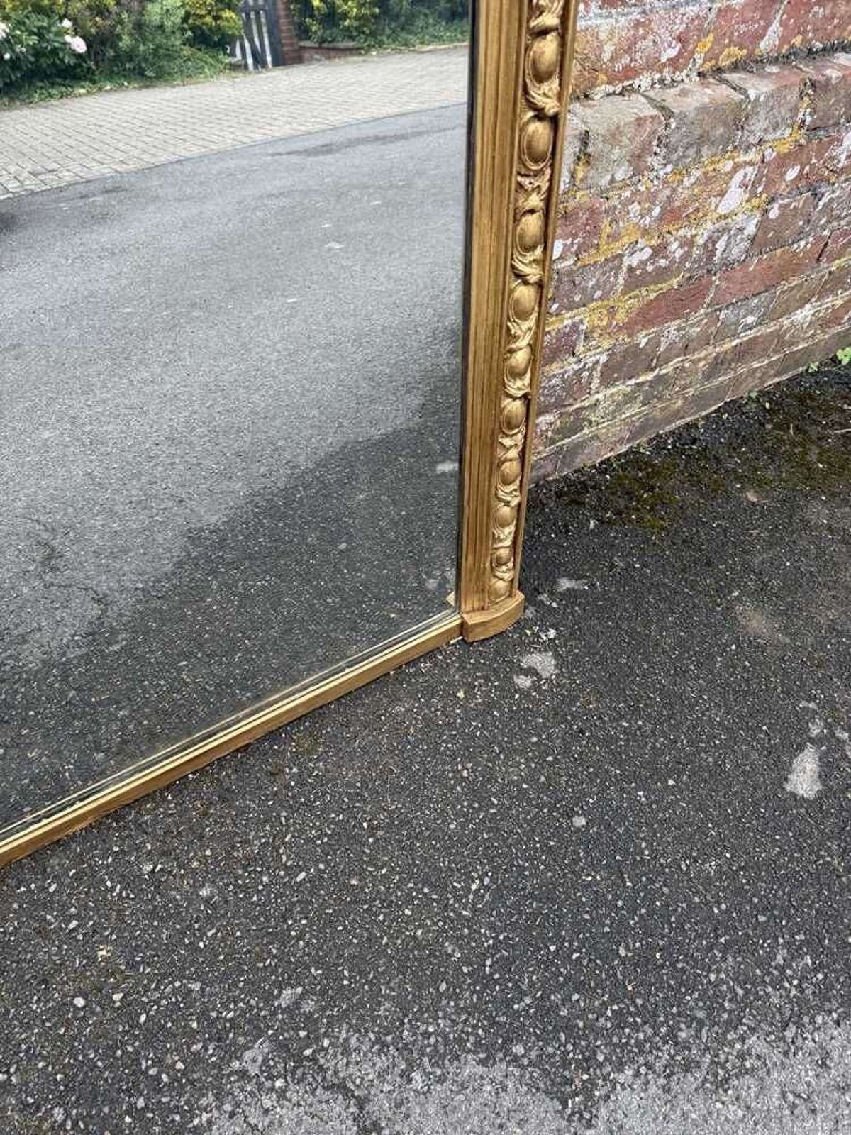 An Exceptional Large Antique English 19th C Arched Top Gilt Overmantle Mirror photo 1295.0