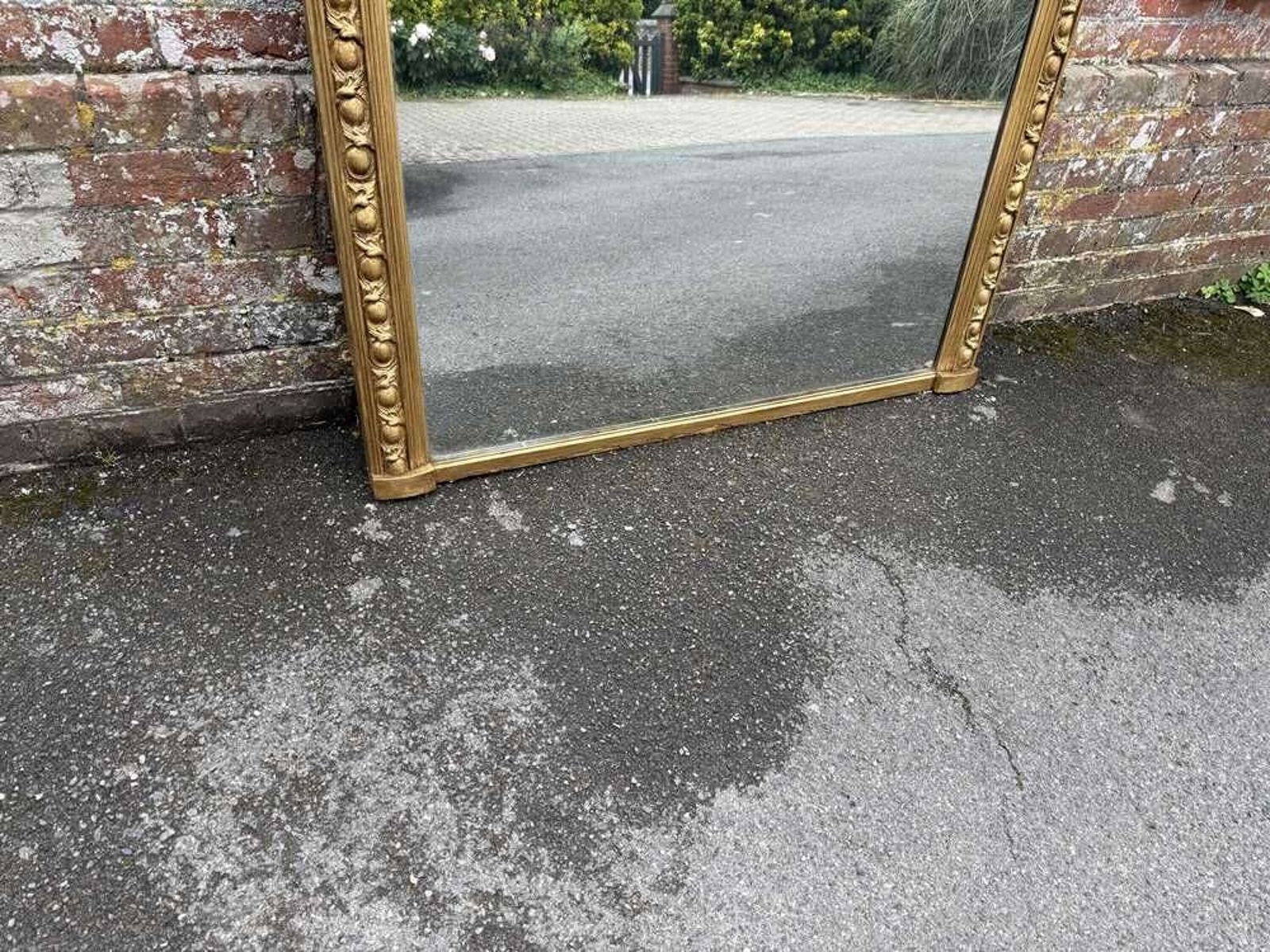 An Exceptional Large Antique English 19th C Arched Top Gilt Overmantle Mirror photo vinterior