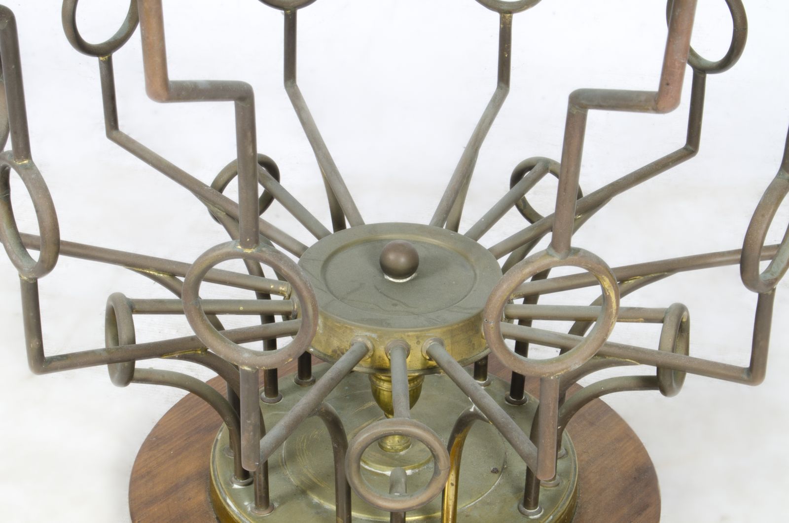 1940s Mid Century Modern Circular Glass Side Table With Bronze Structure, France photo for sale