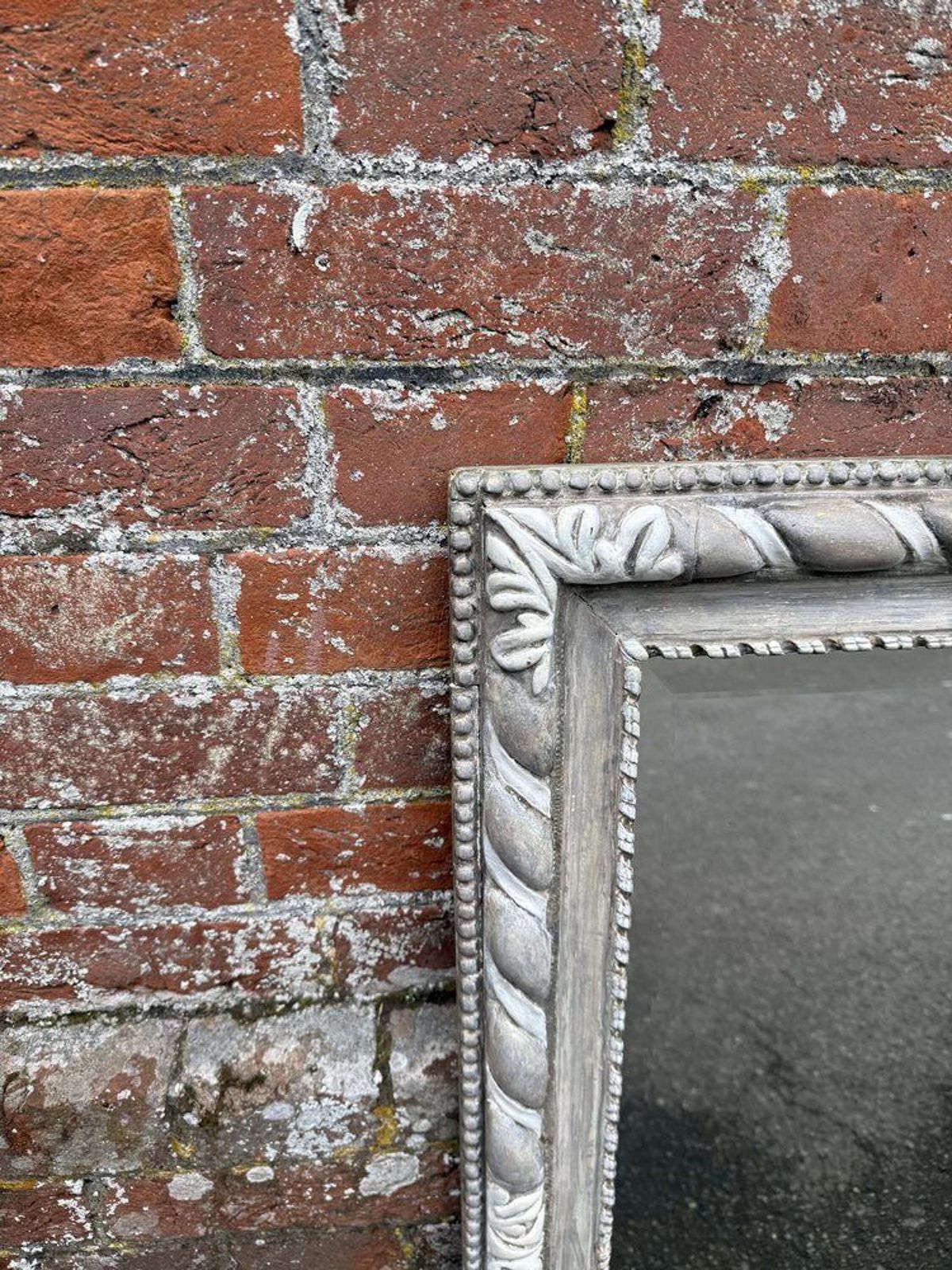 A Delightful Early 20th C English Carved Wood & Gesso Painted Mirror. photo furniture