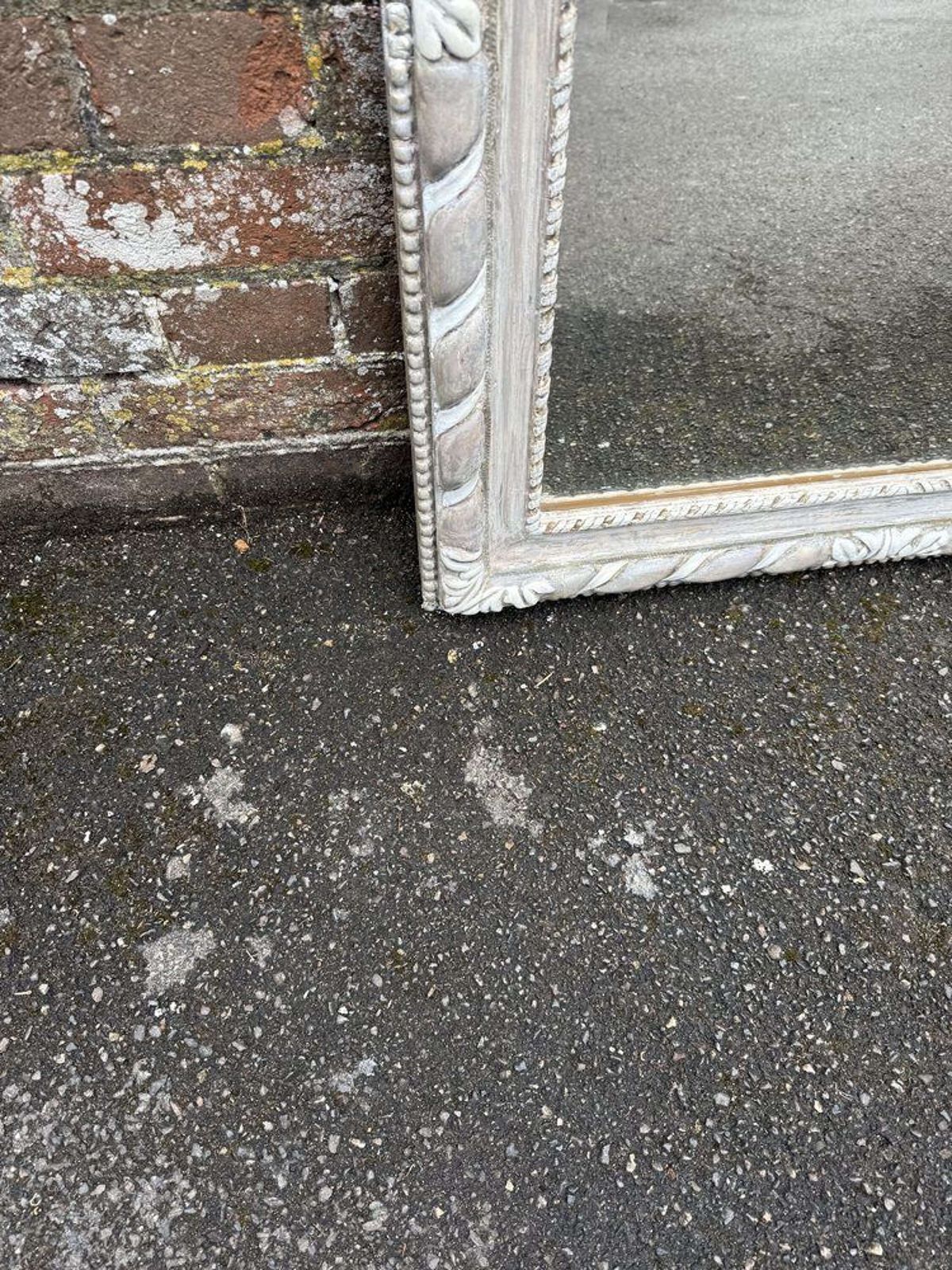 A Delightful Early 20th C English Carved Wood & Gesso Painted Mirror. photo for sale