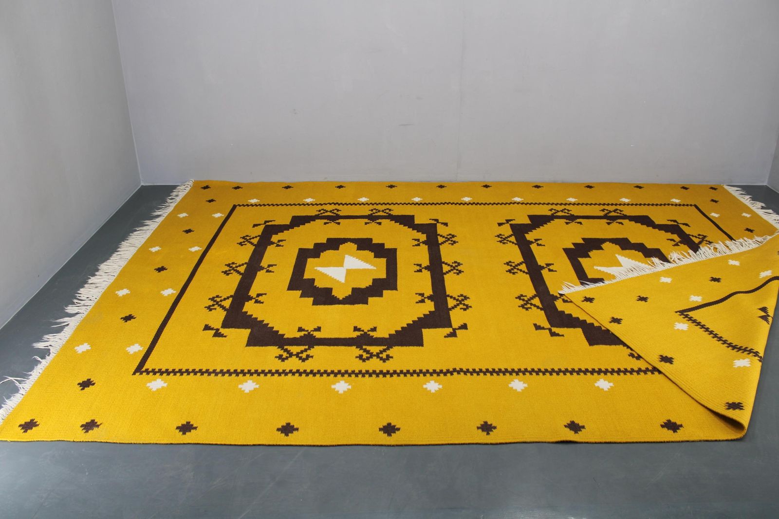 photo for sale 1950s Large Kilim Wool Rug, Czechoslovakia