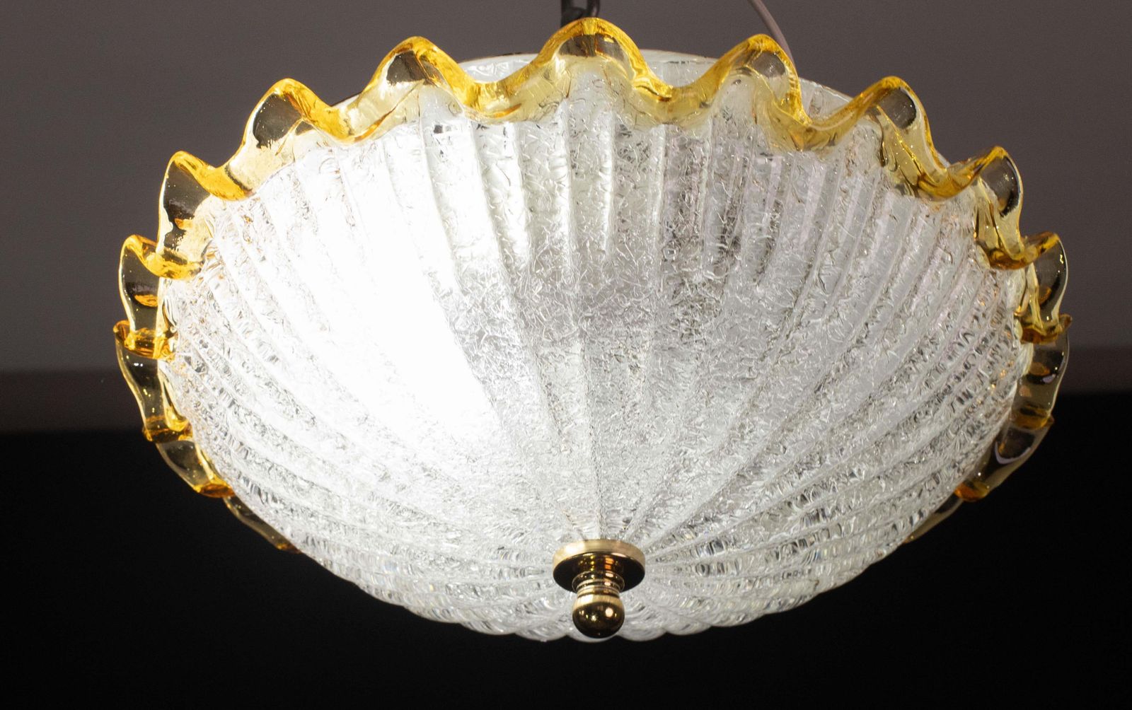 Set Of 2 Charming Italian Yellow Murano Glass Ceiling Fixture, Murano, 1970 photo buy