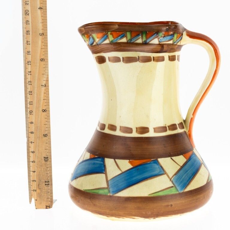 Antique 1930’s Art Deco Myott & Son Hand Painted Ceramic Pottery Jug photo for sale
