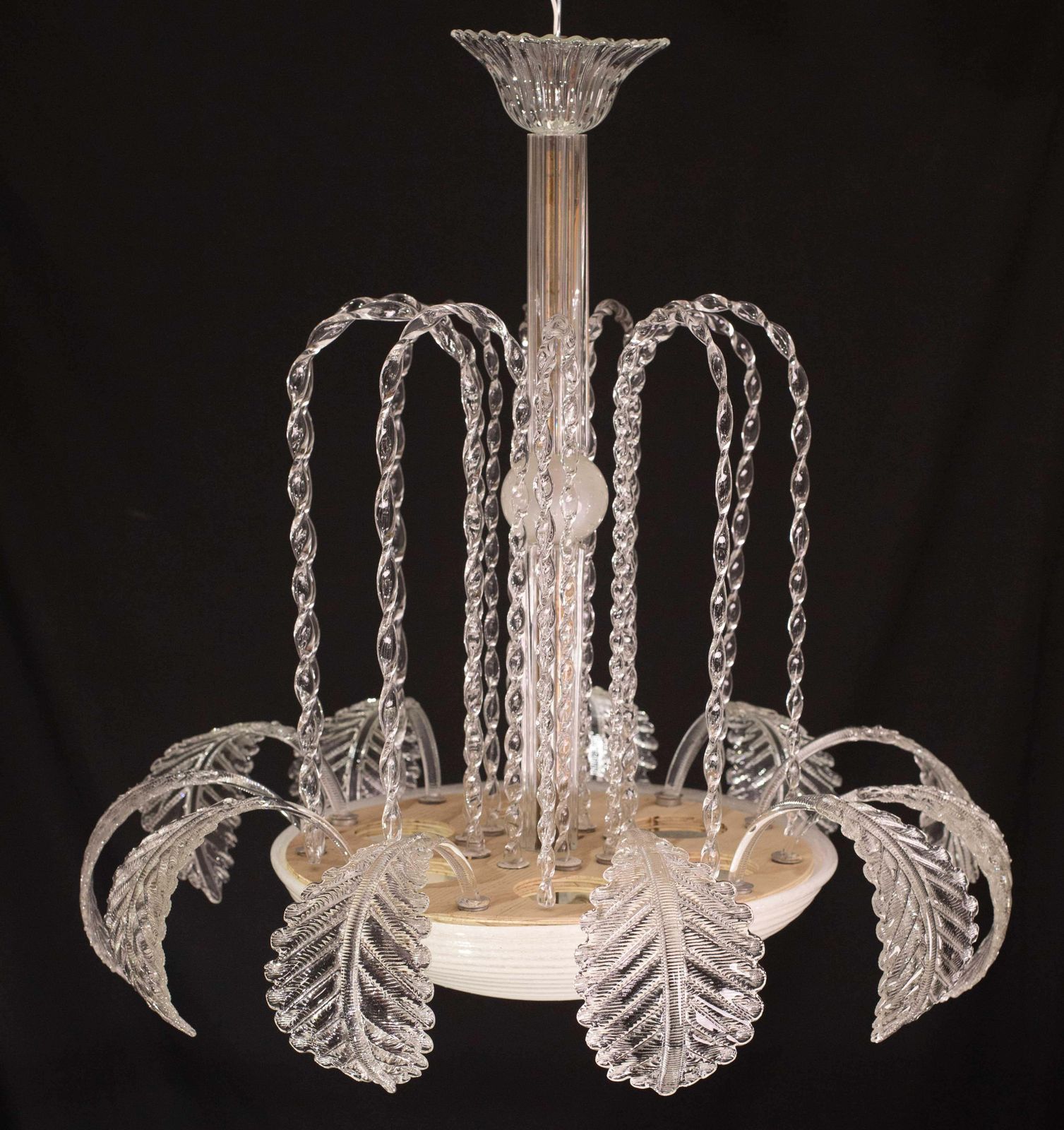 Elegant Art Decò, Barovier & Toso Chandelier, Murano Glass, 1950s photo for sale