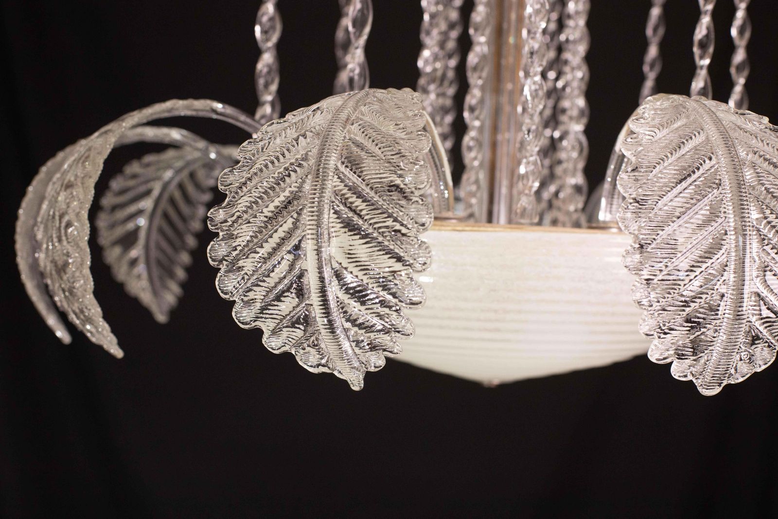 photo for sale Elegant Art Decò, Barovier & Toso Chandelier, Murano Glass, 1950s