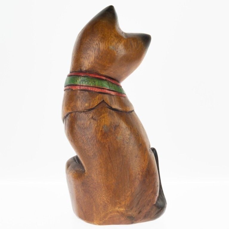 Mid Century Hand Carved Wooden Cat Sculpture photo furniture
