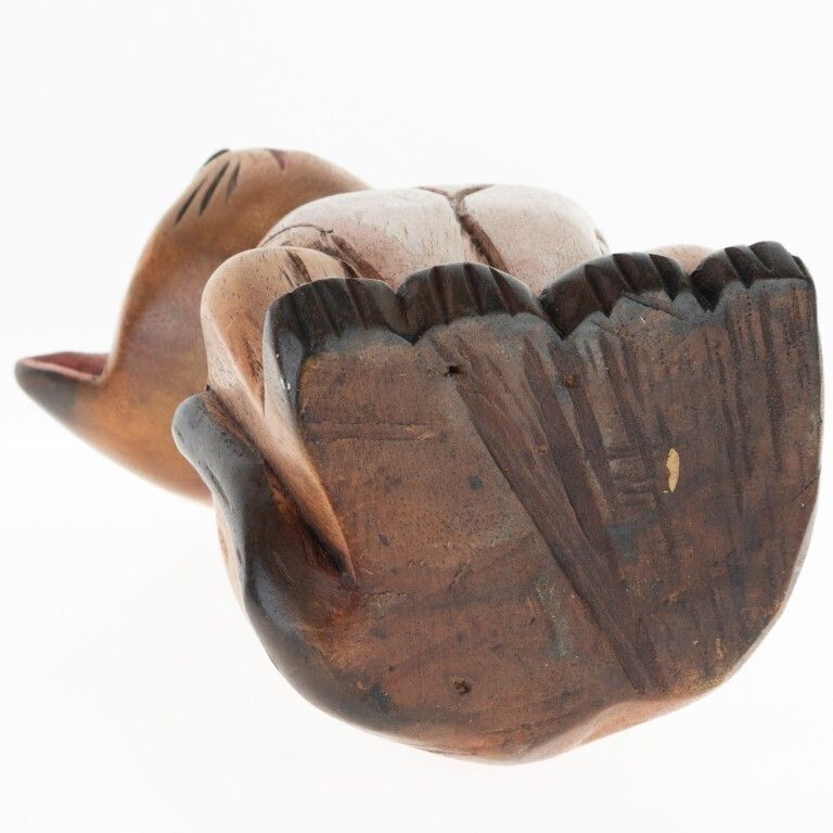 Mid Century Hand Carved Wooden Cat Sculpture photo for sale