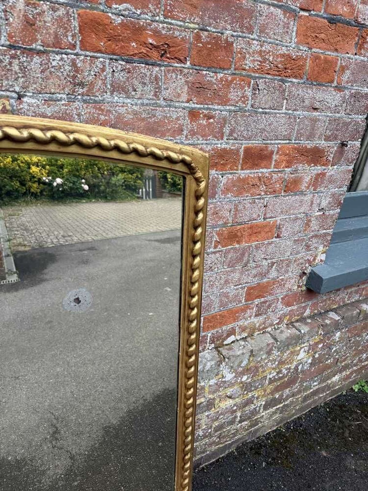 A Fabulous Large Antique English 19th C Shaped Top Beaded Framed Gilt Overmantlel Mirror. photo 1250.0