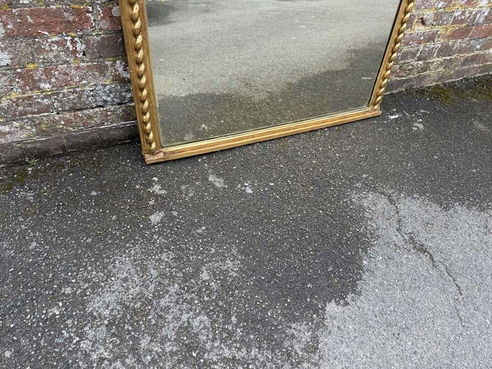 A Fabulous Large Antique English 19th C Shaped Top Beaded Framed Gilt Overmantlel Mirror. photo vinterior
