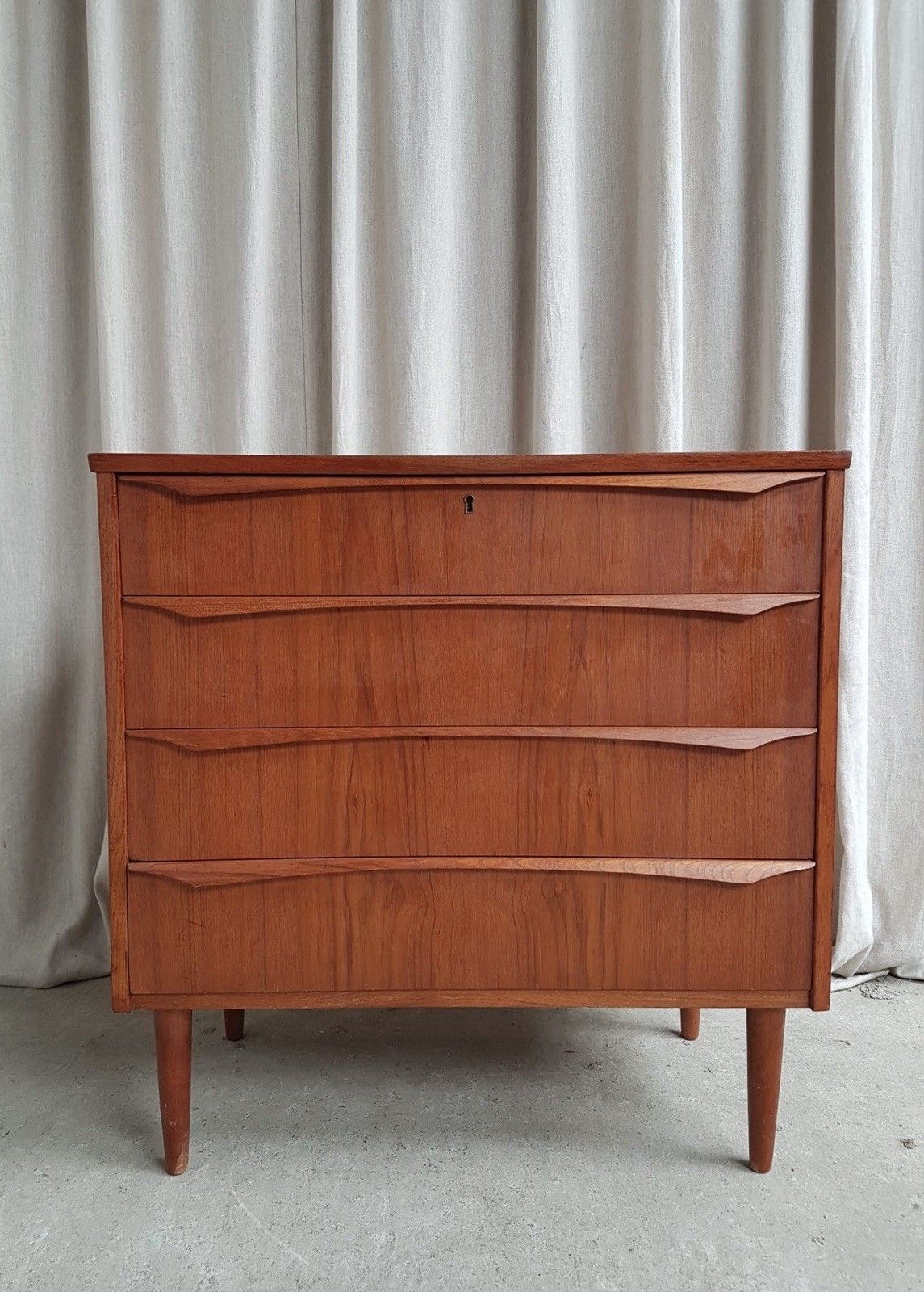 Vtg Mid Century Danish Teak Chest Of Drawers Tallboy Retro Scandi R867 photo Furniture