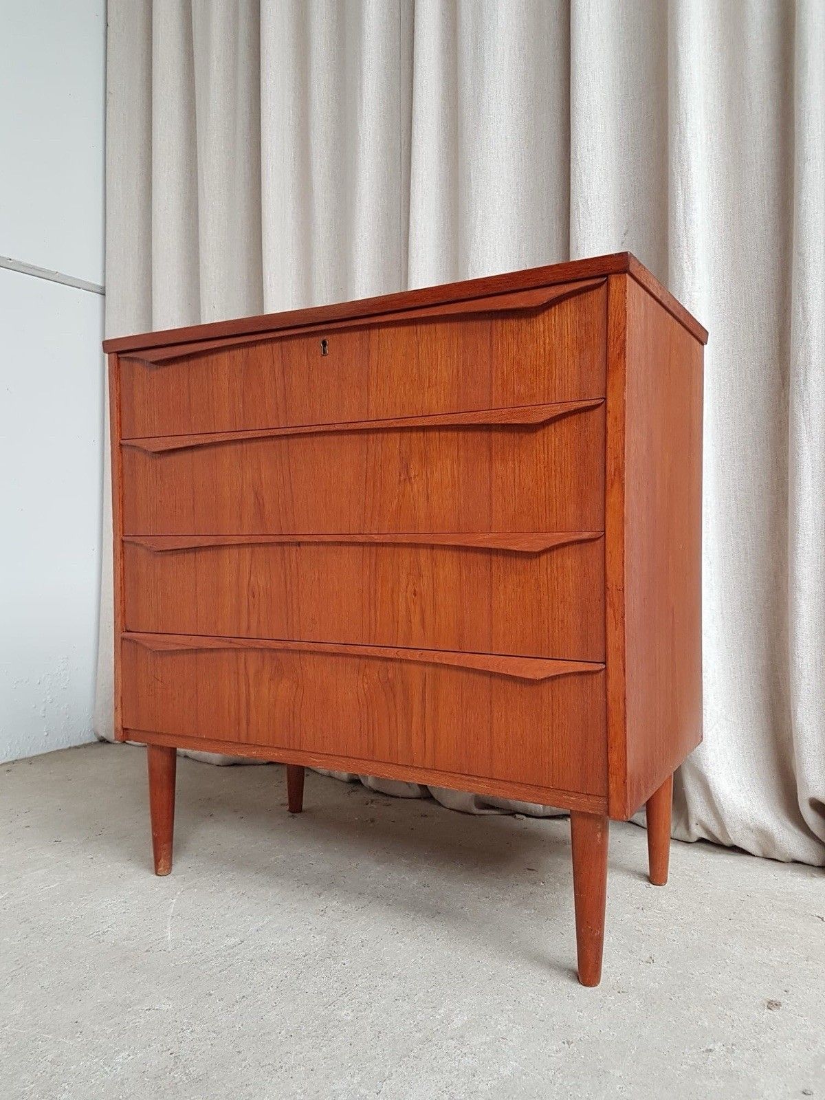 Vtg Mid Century Danish Teak Chest Of Drawers Tallboy Retro Scandi R867 photo vinterior