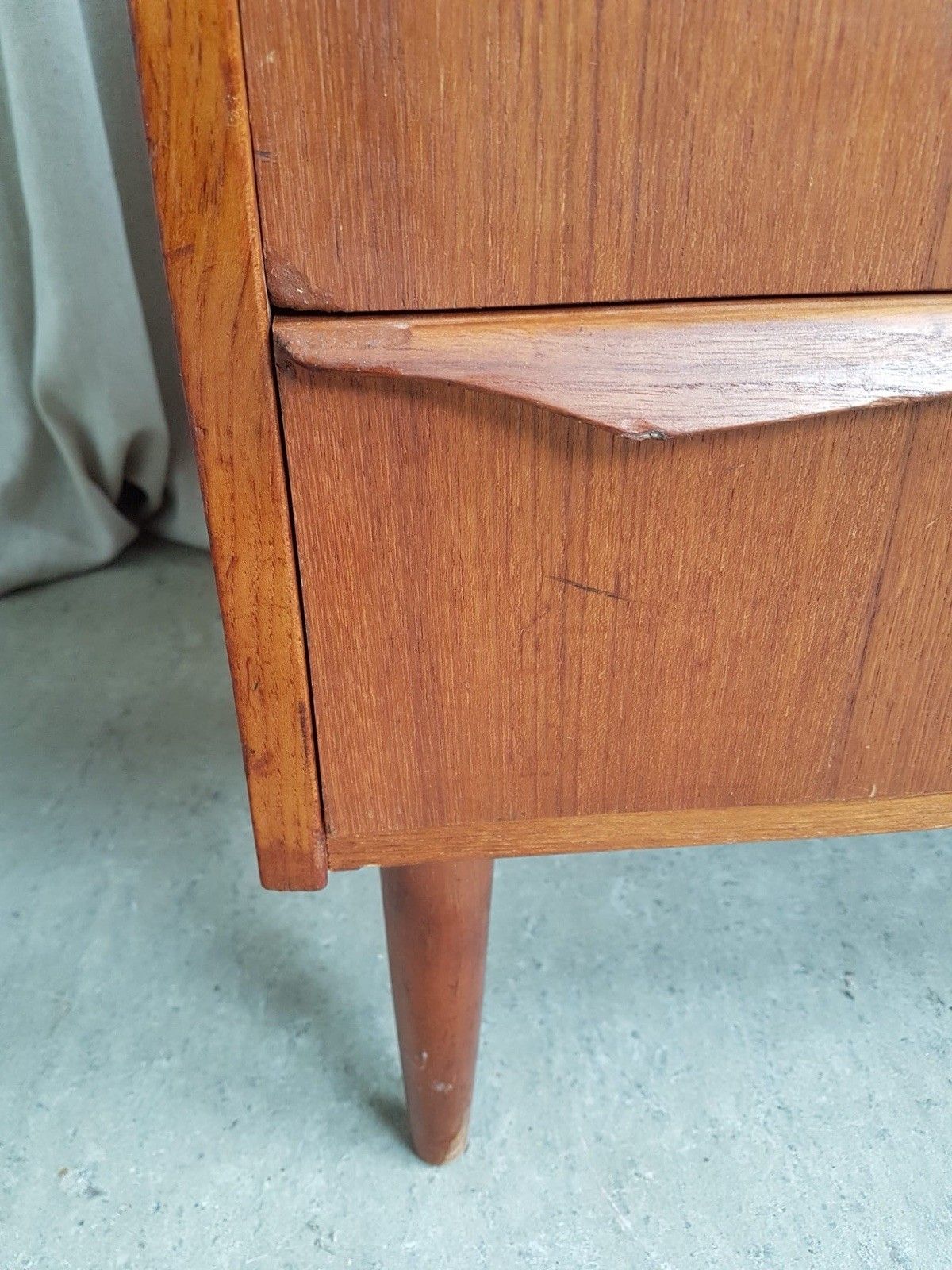 Furniture Vtg Mid Century Danish Teak Chest Of Drawers Tallboy Retro Scandi R867 photo