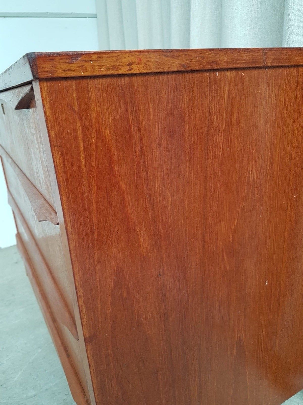 805.0 Vtg Mid Century Danish Teak Chest Of Drawers Tallboy Retro Scandi R867 photo