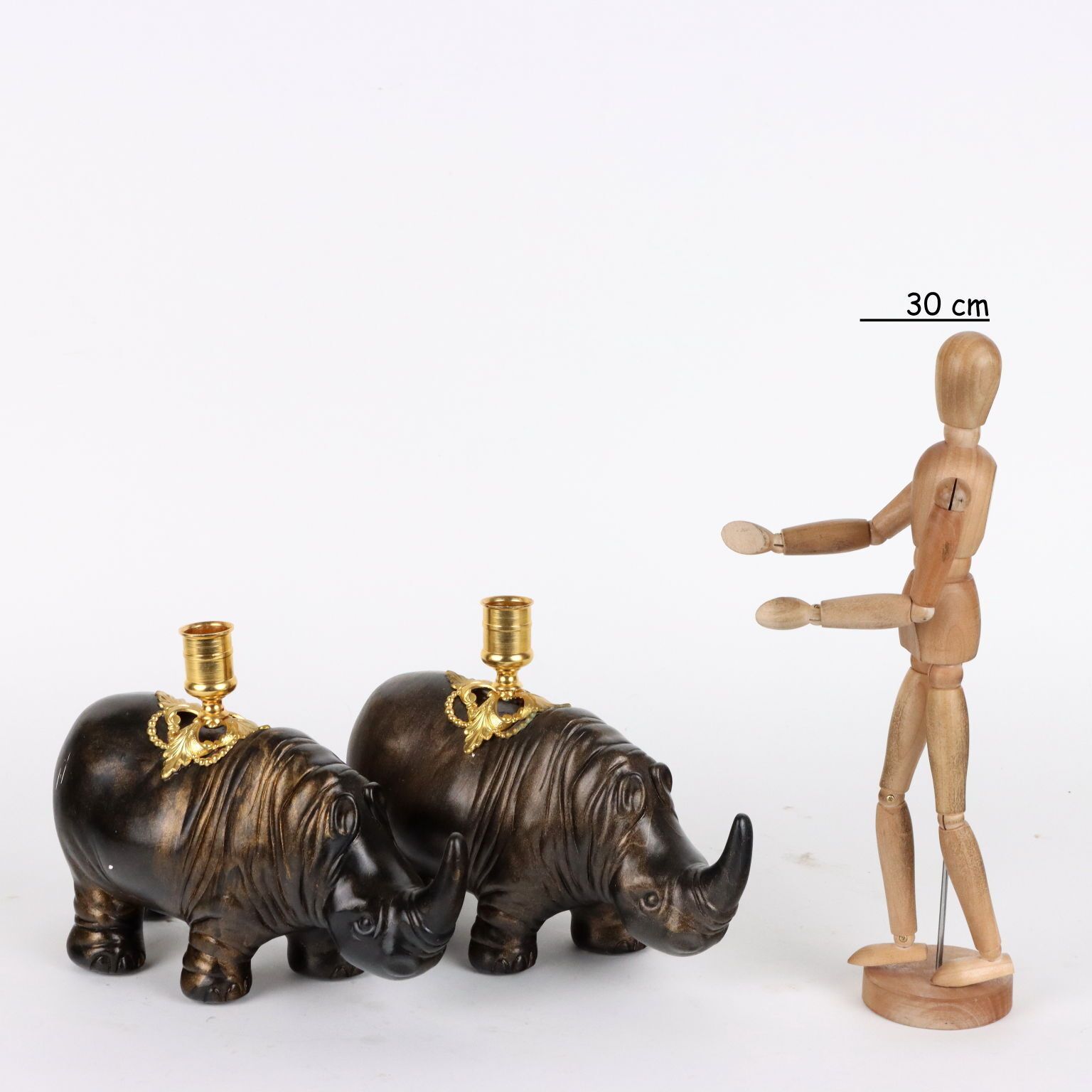 Pair Of Rhinoceroses Candle Holder J. Luc Maisiere '900 Plaster photo furniture