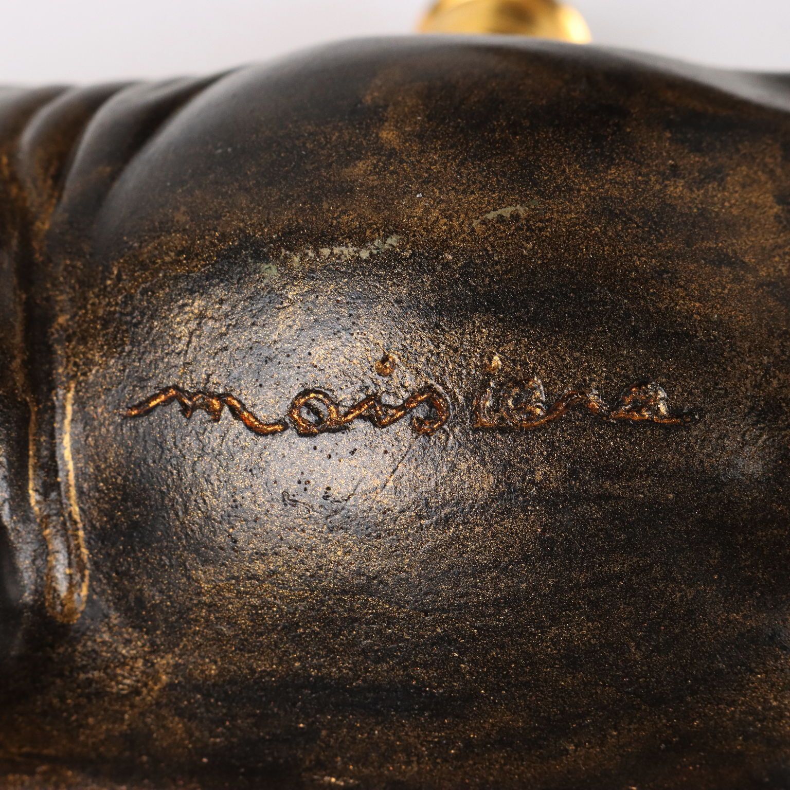 photo for sale Pair Of Rhinoceroses Candle Holder J. Luc Maisiere '900 Plaster