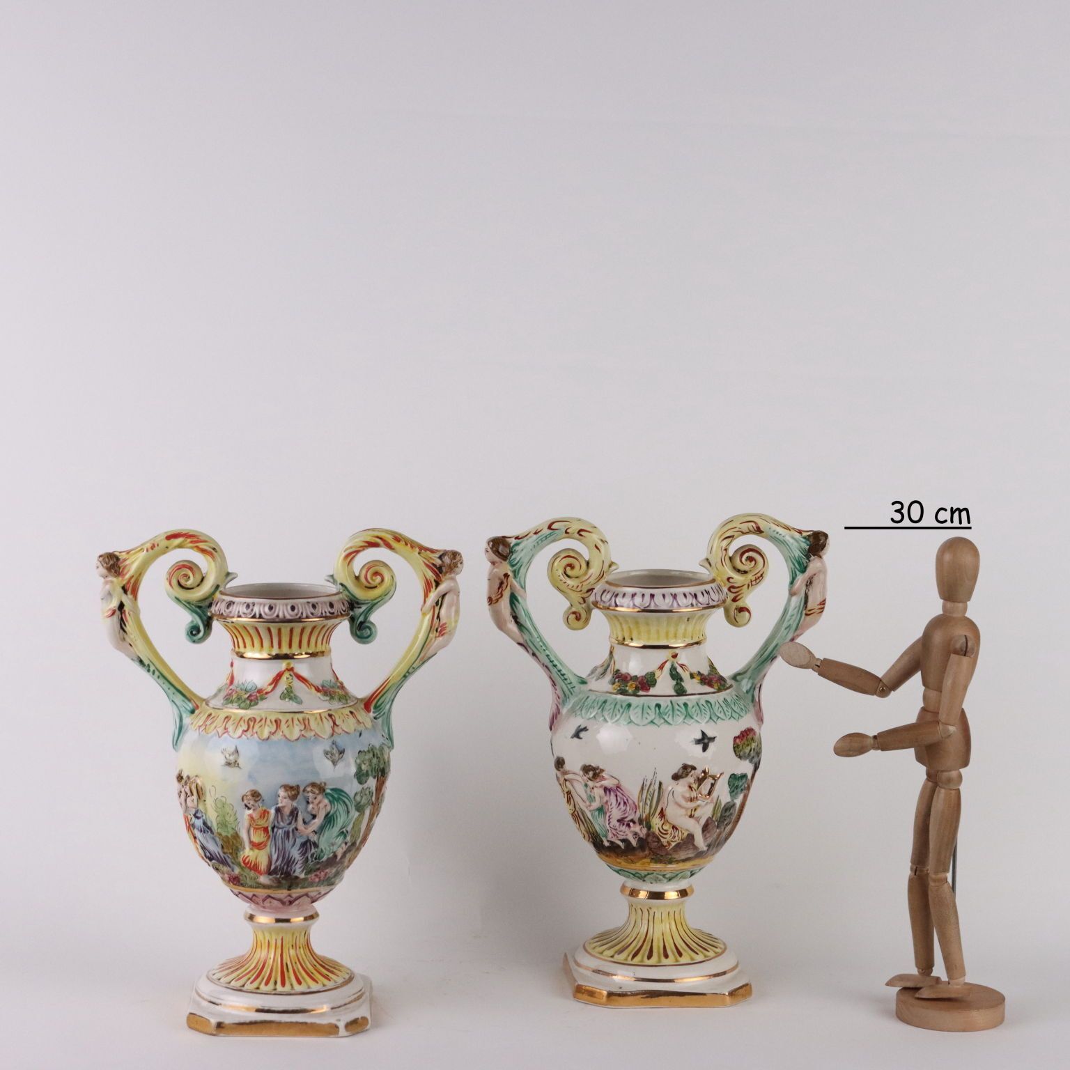 Pair Of Antique Vases Ceramic Of Capodimonte Italy XX Century photo furniture