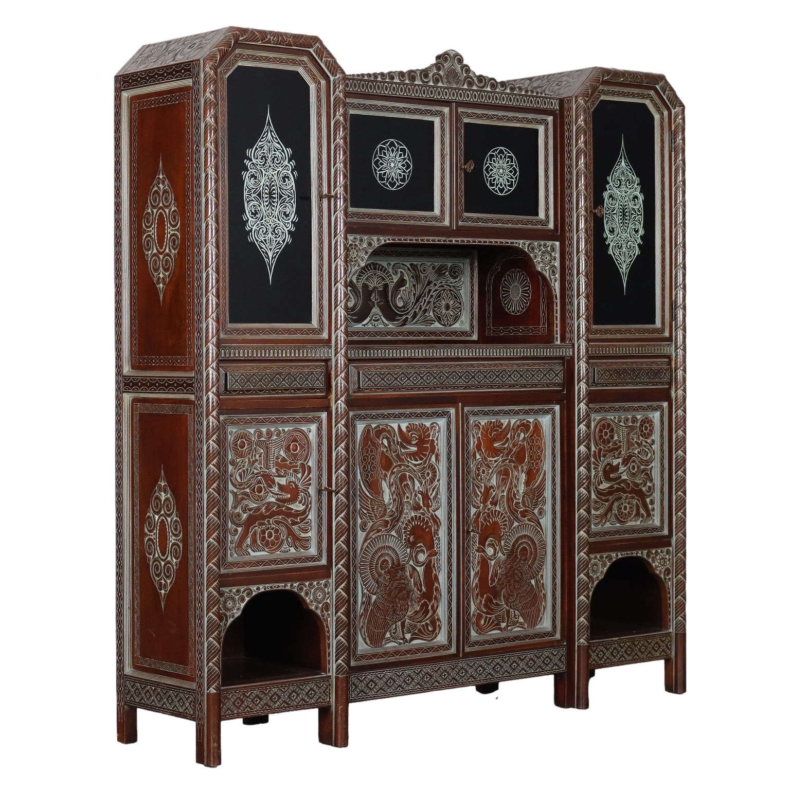 Antique Living Room Cabinet Ethnic Rino Galbiati XX Century