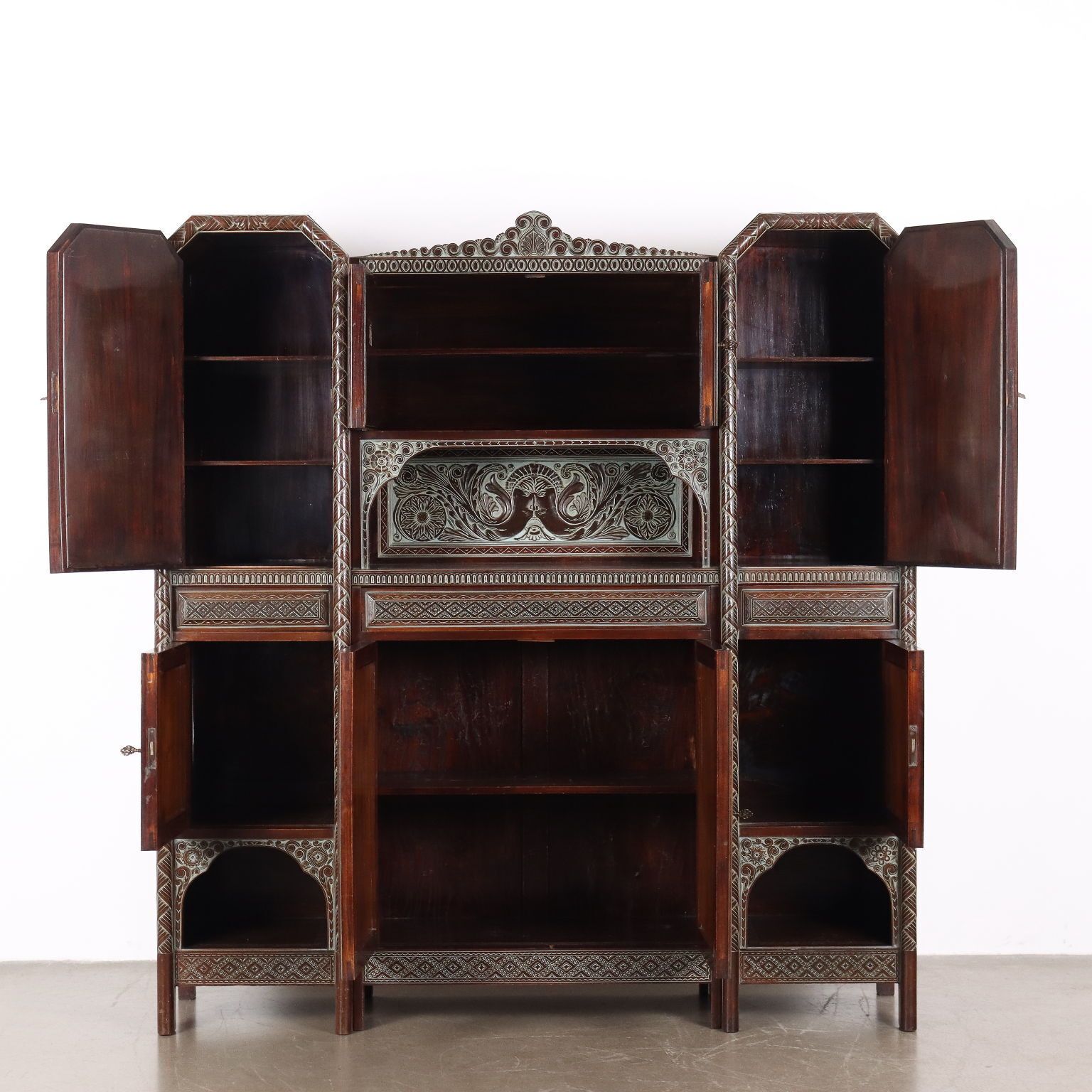 Antique Living Room Cabinet Ethnic Rino Galbiati XX Century photo for sale