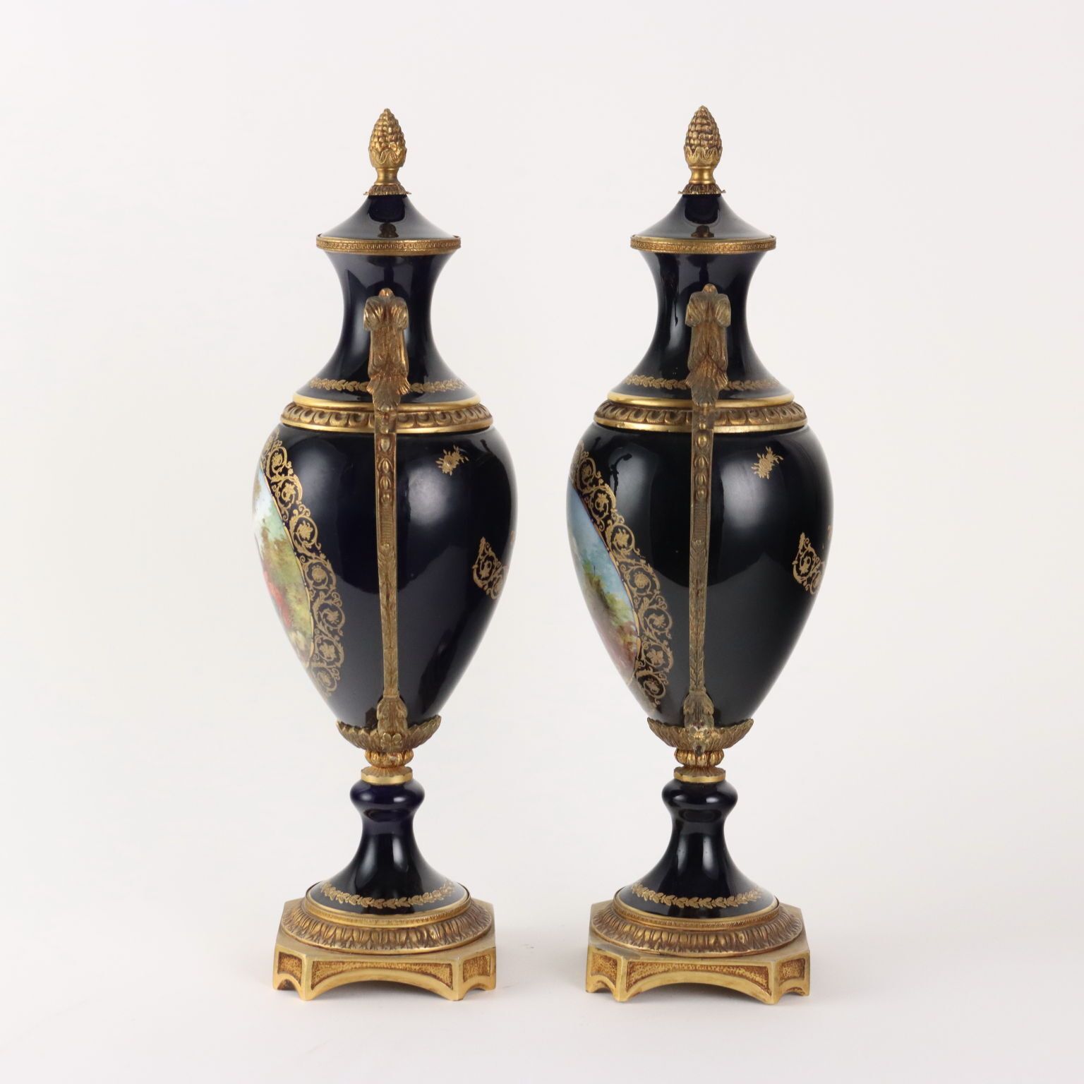 Antique Vases Bronze Porcelain Handmade France XX Century photo buy