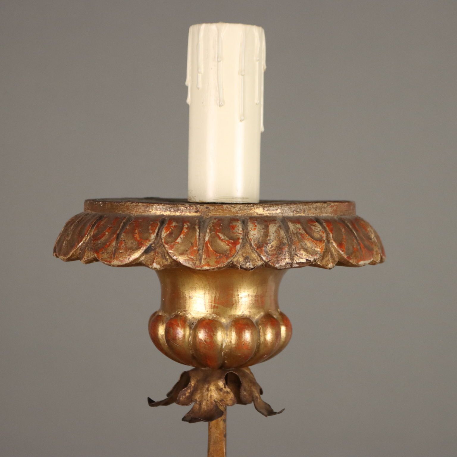 Antique Candelabra Iron Granite Decorations Carvings XX Century photo for sale