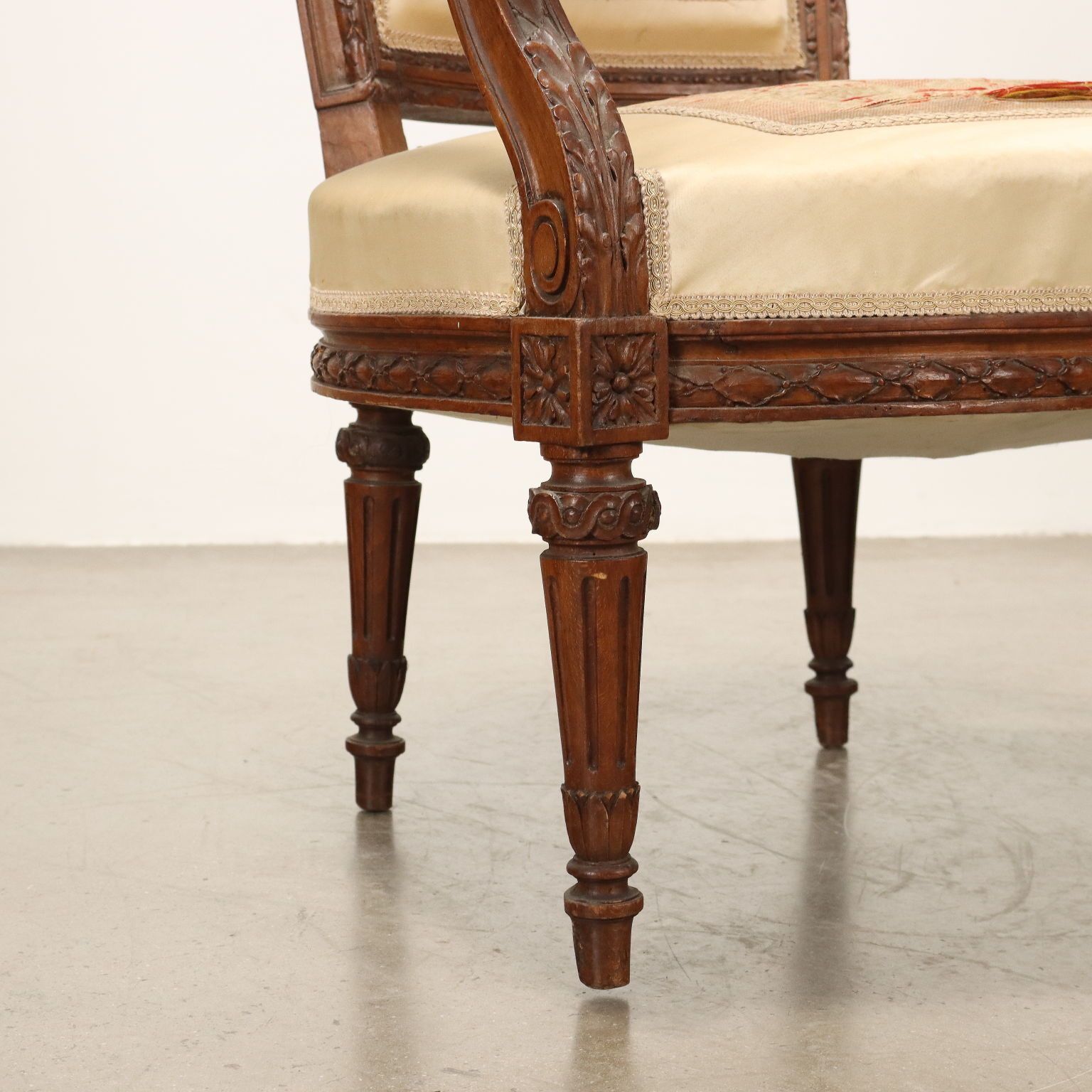 Antique Armchair Walnut Painted Beech Cloth Italy XIX Century photo buy