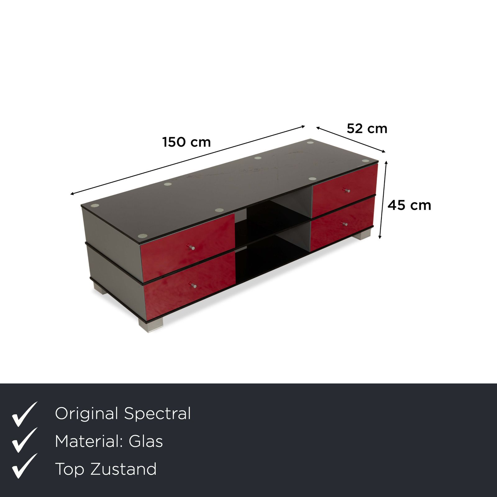Buffet Spectral Glass gris et rouge, lowboard photo furniture