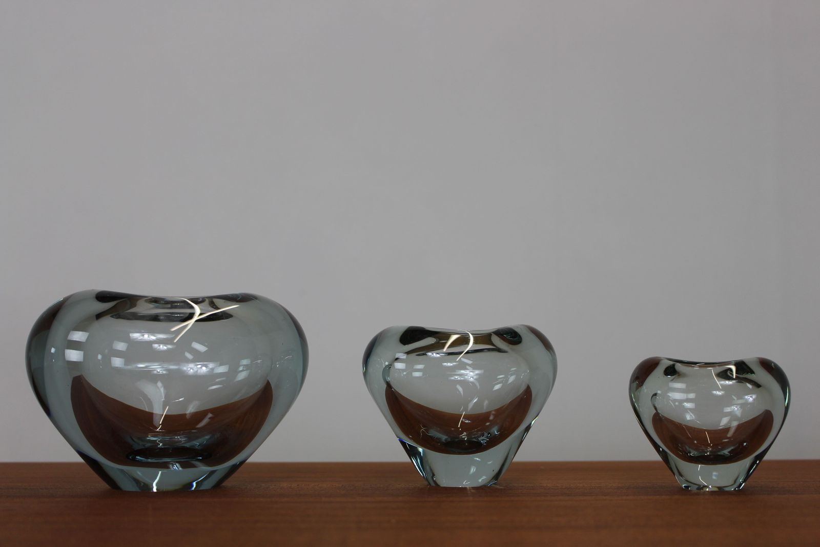 Group Of 3 Holmegaard Heart Minuet Vases C 1960 Per Lutken photo furniture